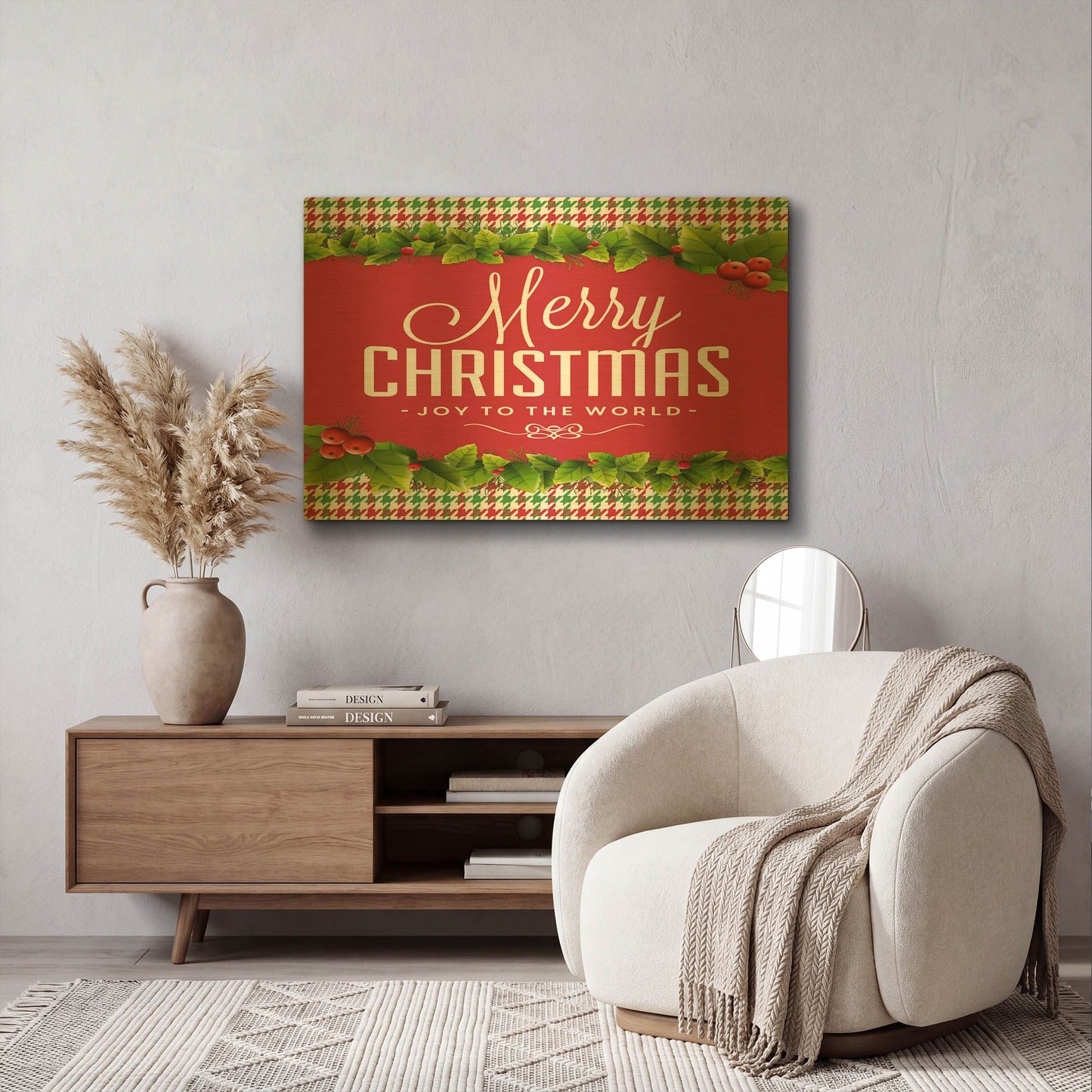 'Holly And Houndstooth 1' By Jean Plout Gold Metal Wall Art
