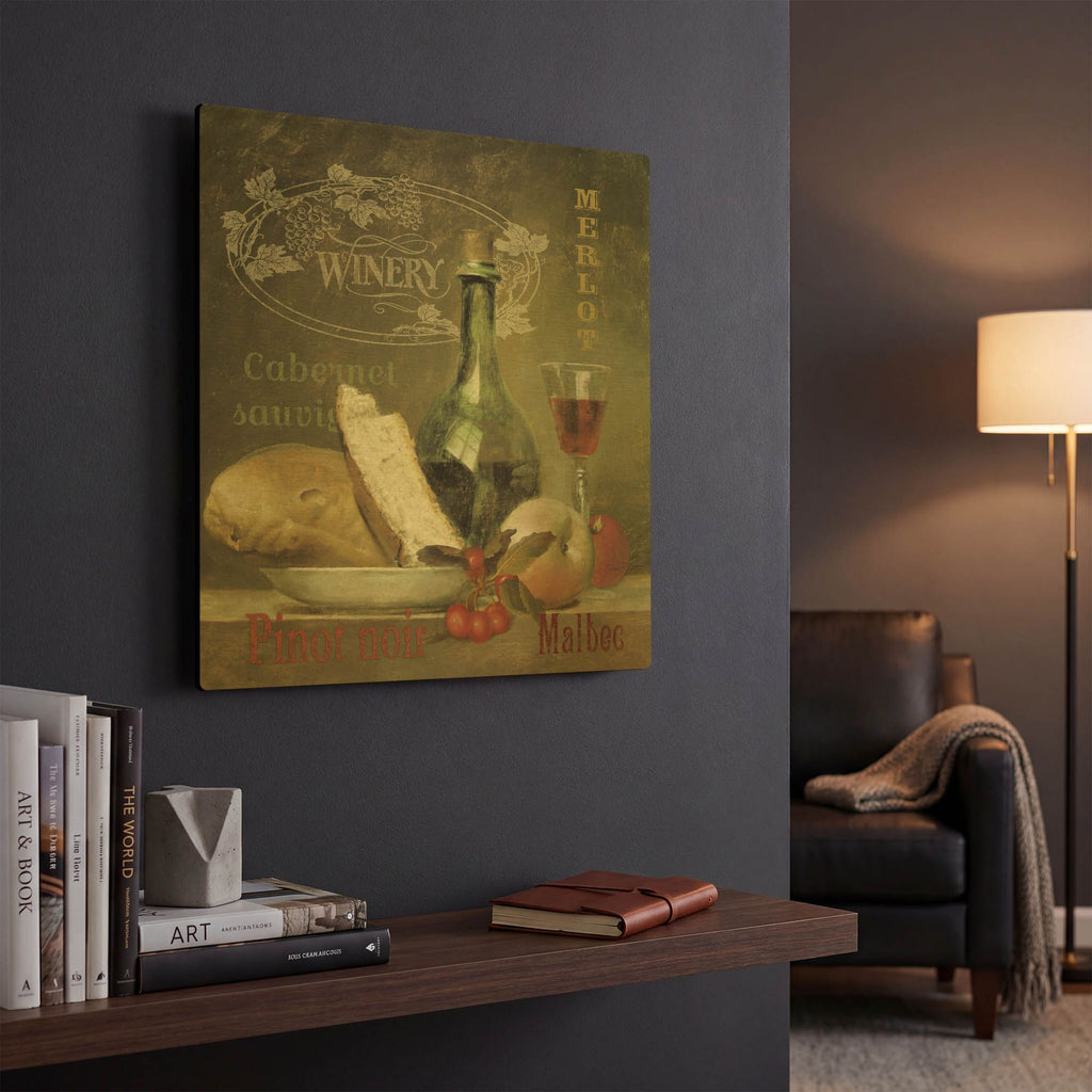 'Vintage Wine' By Jean Plout Gold Metal Wall Art