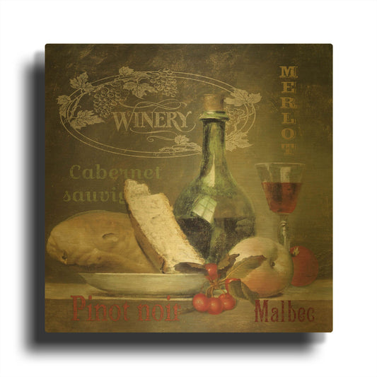 'Vintage Wine' By Jean Plout Gold Metal Wall Art