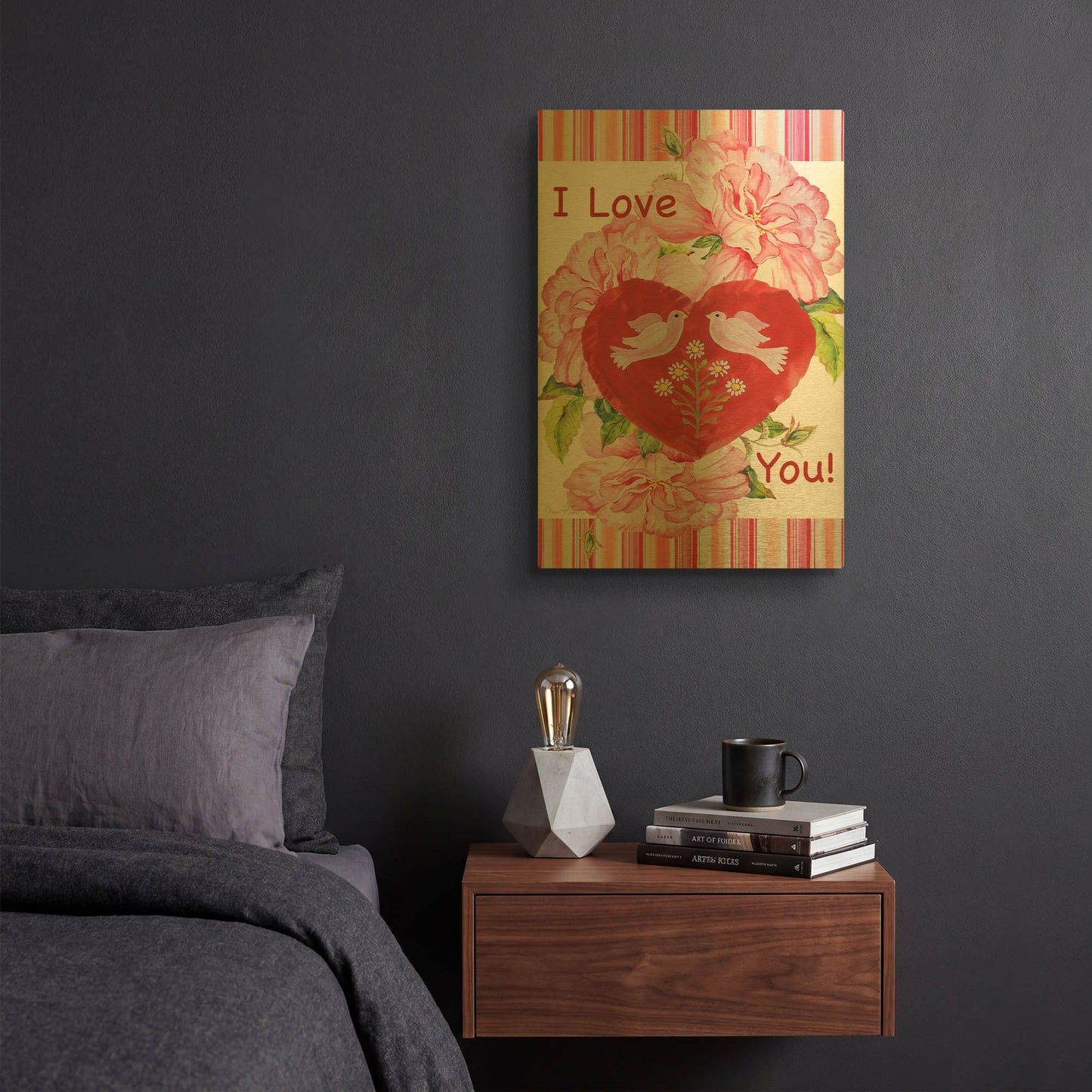 'I Love You' By Jean Plout Gold Metal Wall Art