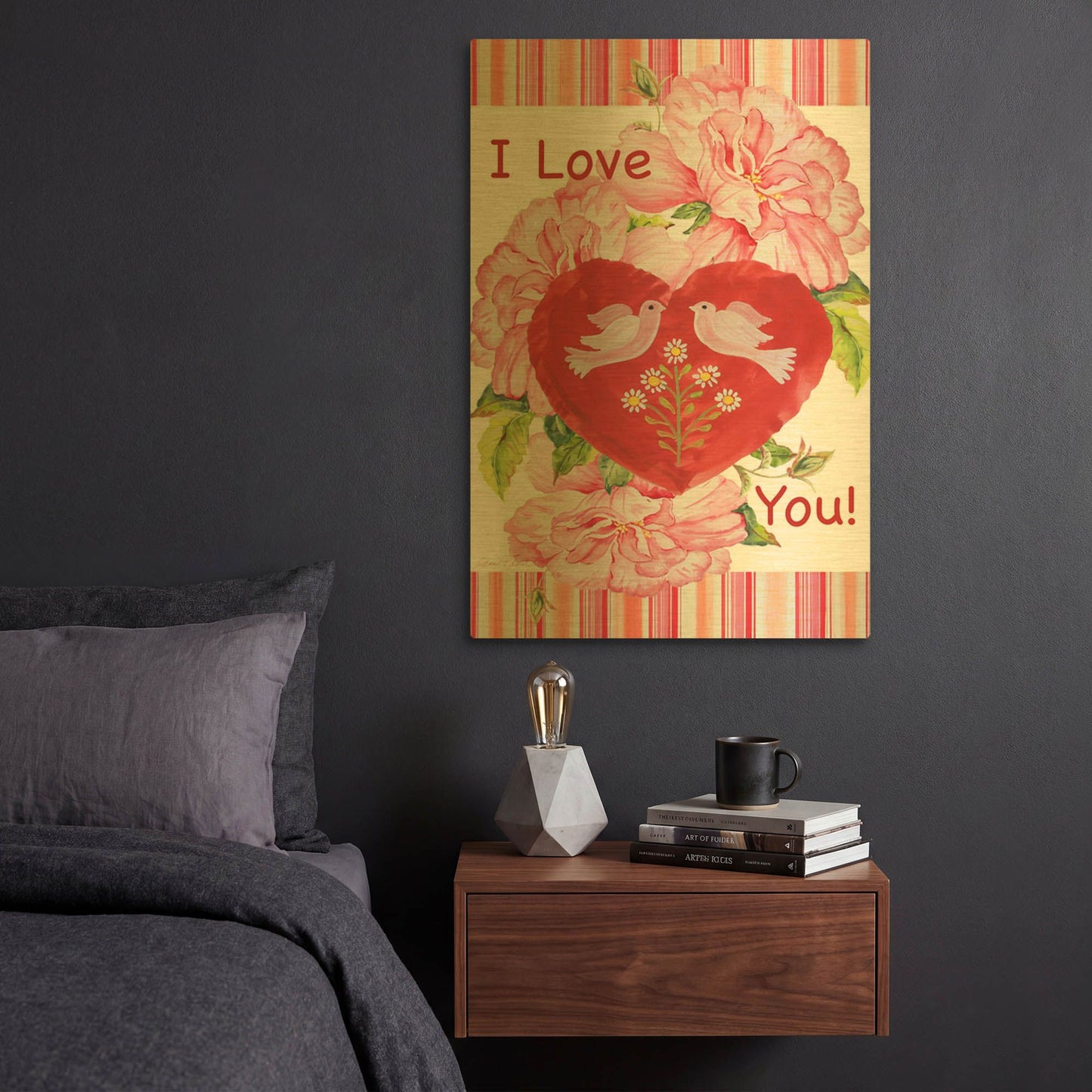 'I Love You' By Jean Plout Gold Metal Wall Art