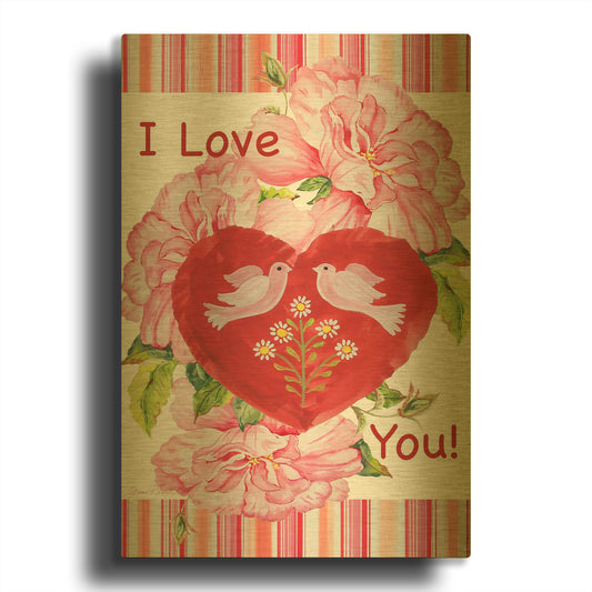 'I Love You' By Jean Plout Gold Metal Wall Art