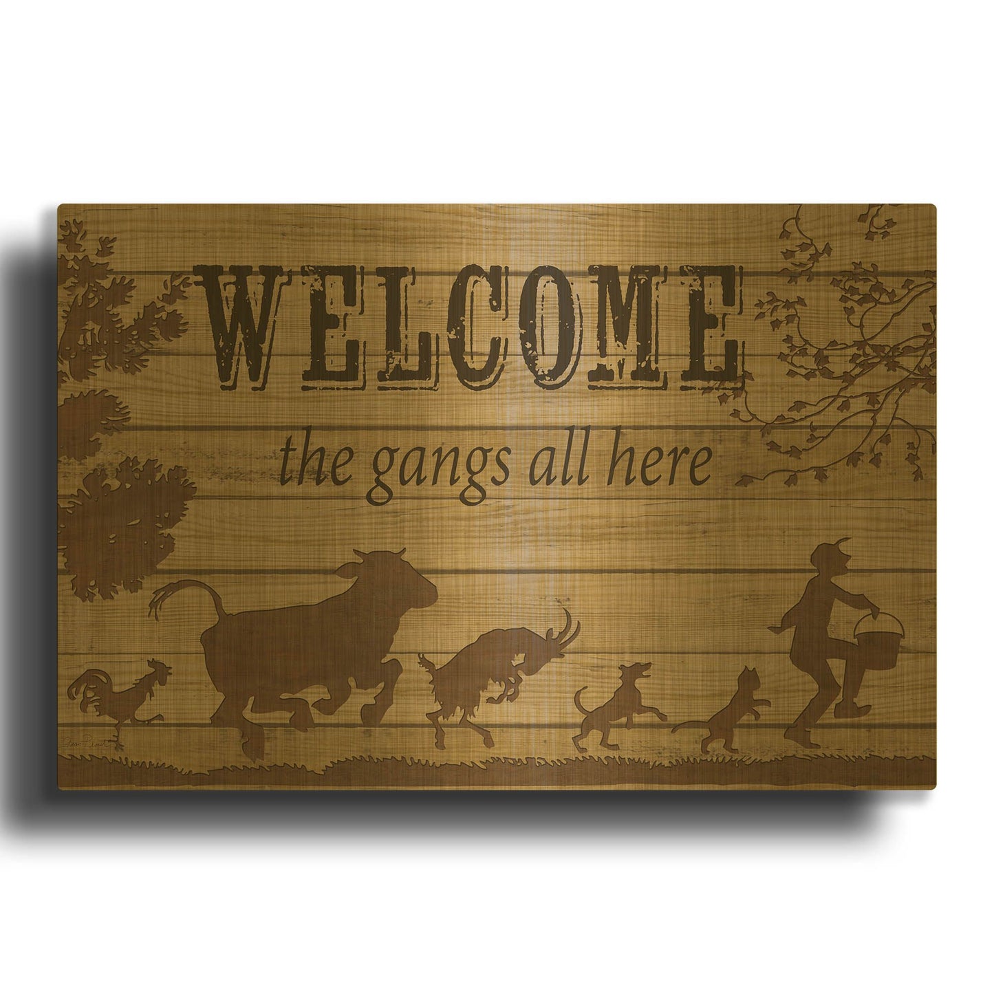 'Farm Life 12' By Jean Plout Gold Metal Wall Art