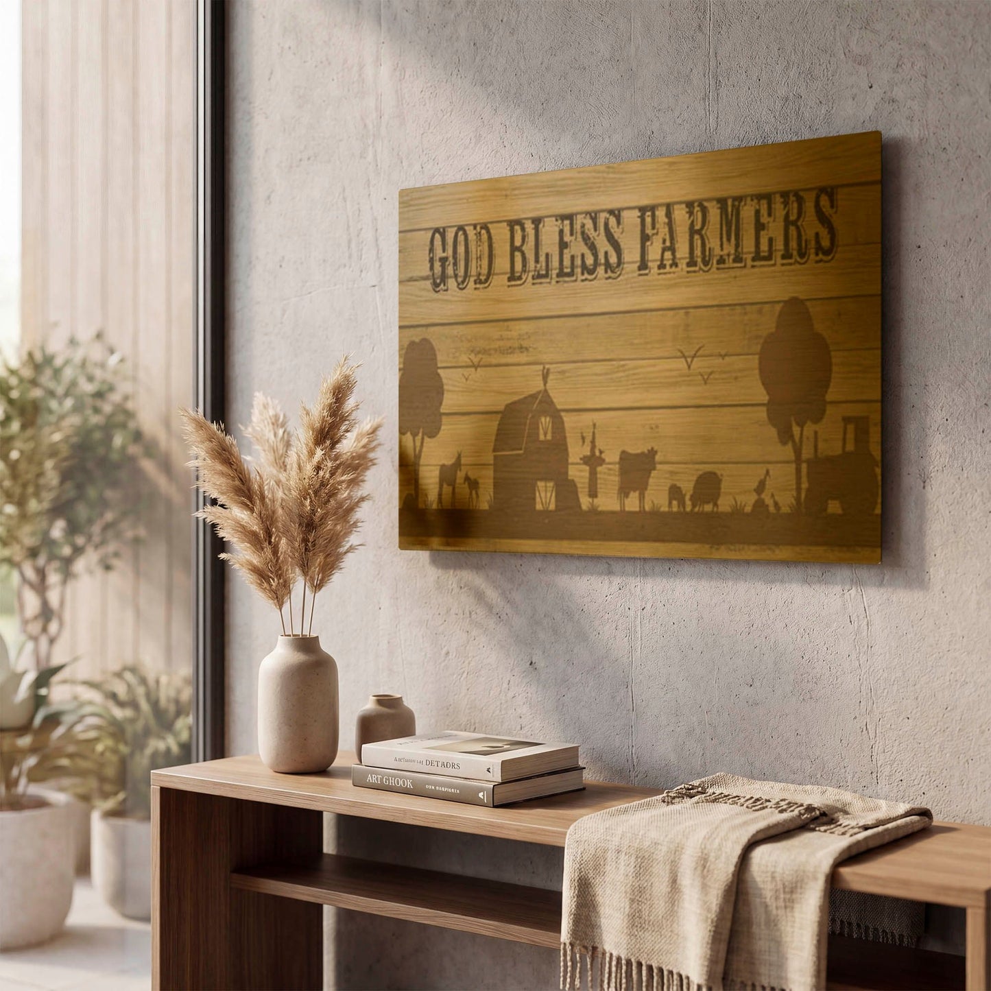 'Farm Life 11' By Jean Plout Gold Metal Wall Art