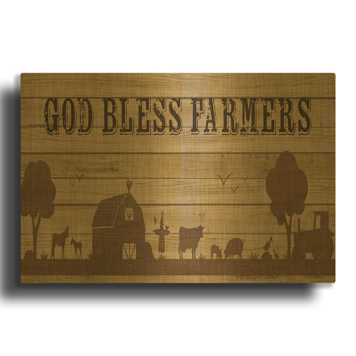 'Farm Life 11' By Jean Plout Gold Metal Wall Art