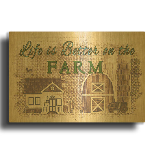 'Farm Life 3' By Jean Plout Gold Metal Wall Art