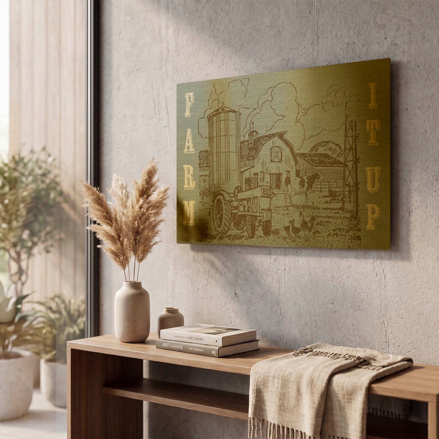 'Farm Life 1' By Jean Plout Gold Metal Wall Art