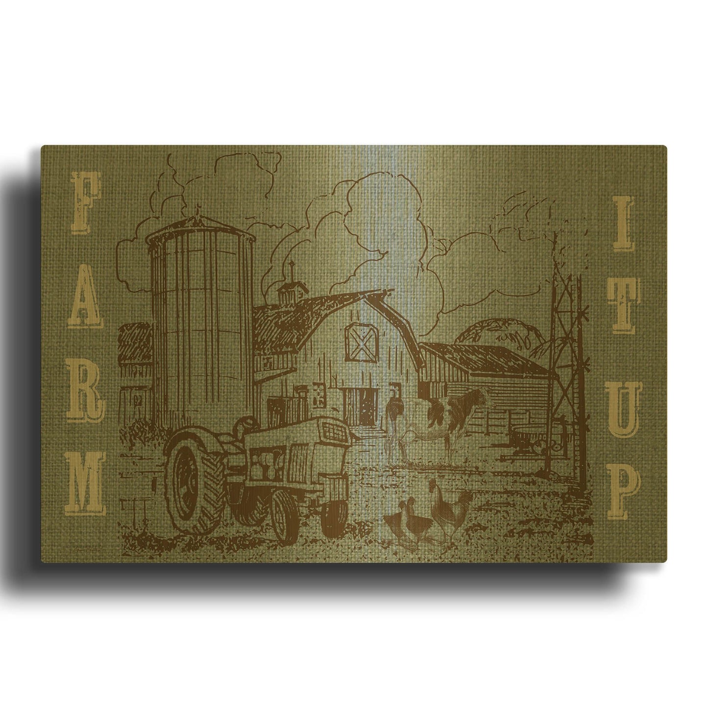 'Farm Life 1' By Jean Plout Gold Metal Wall Art