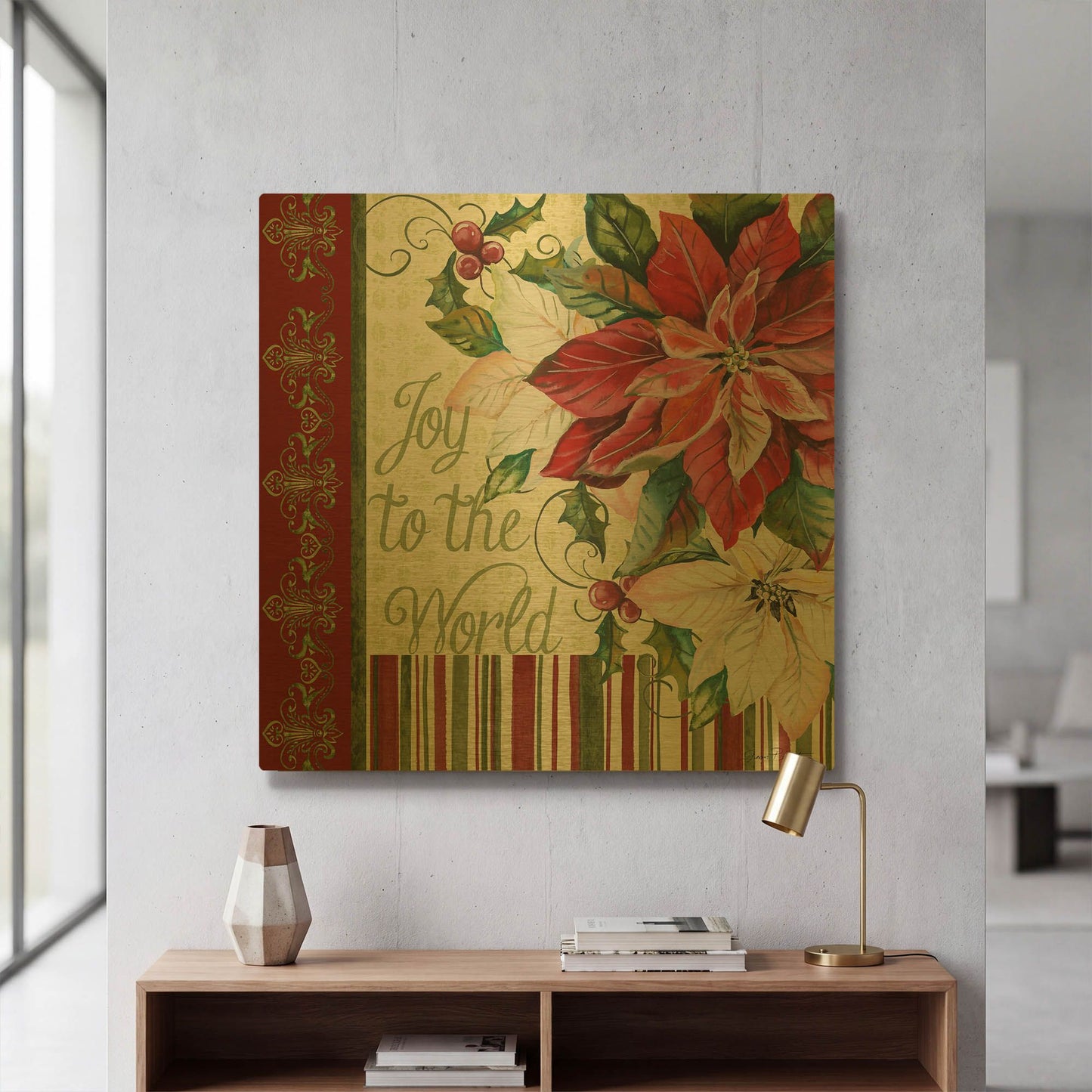 'Joy To The World' By Jean Plout Gold Metal Wall Art