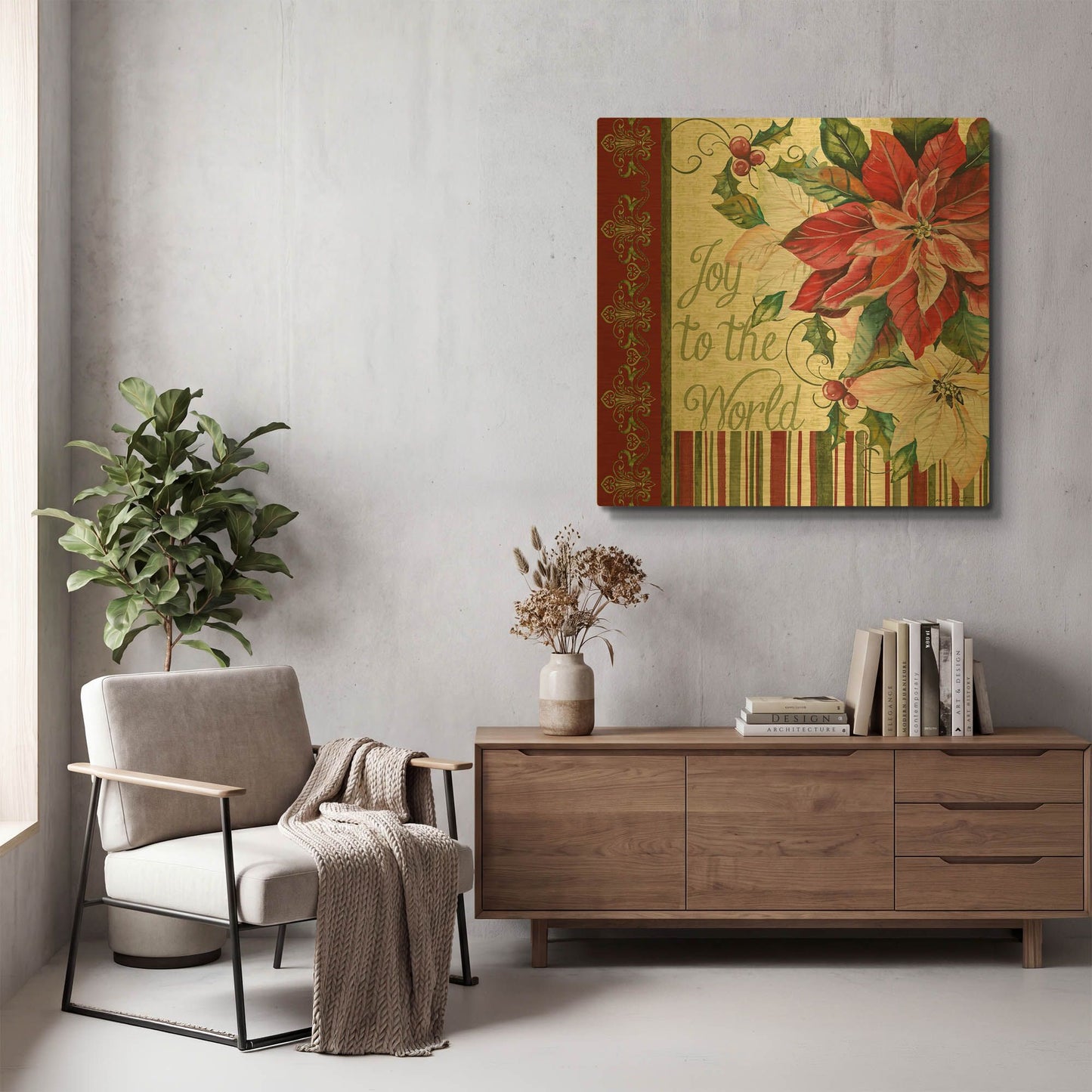 'Joy To The World' By Jean Plout Gold Metal Wall Art