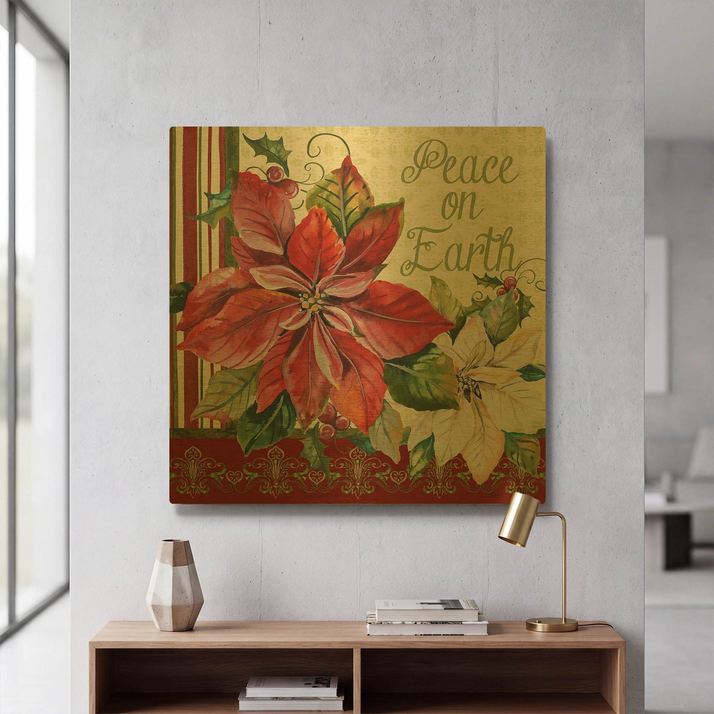 'Peace On Earth 2' By Jean Plout Gold Metal Wall Art