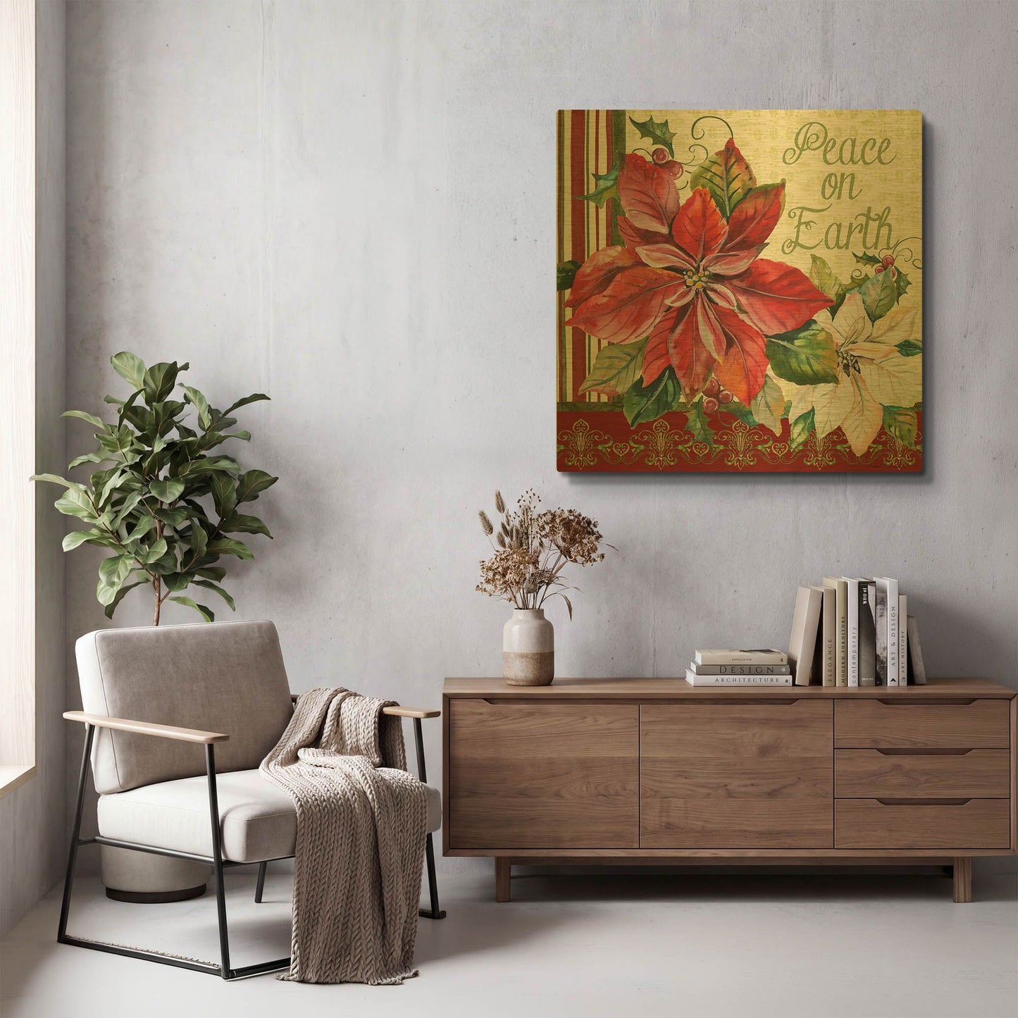 'Peace On Earth 2' By Jean Plout Gold Metal Wall Art