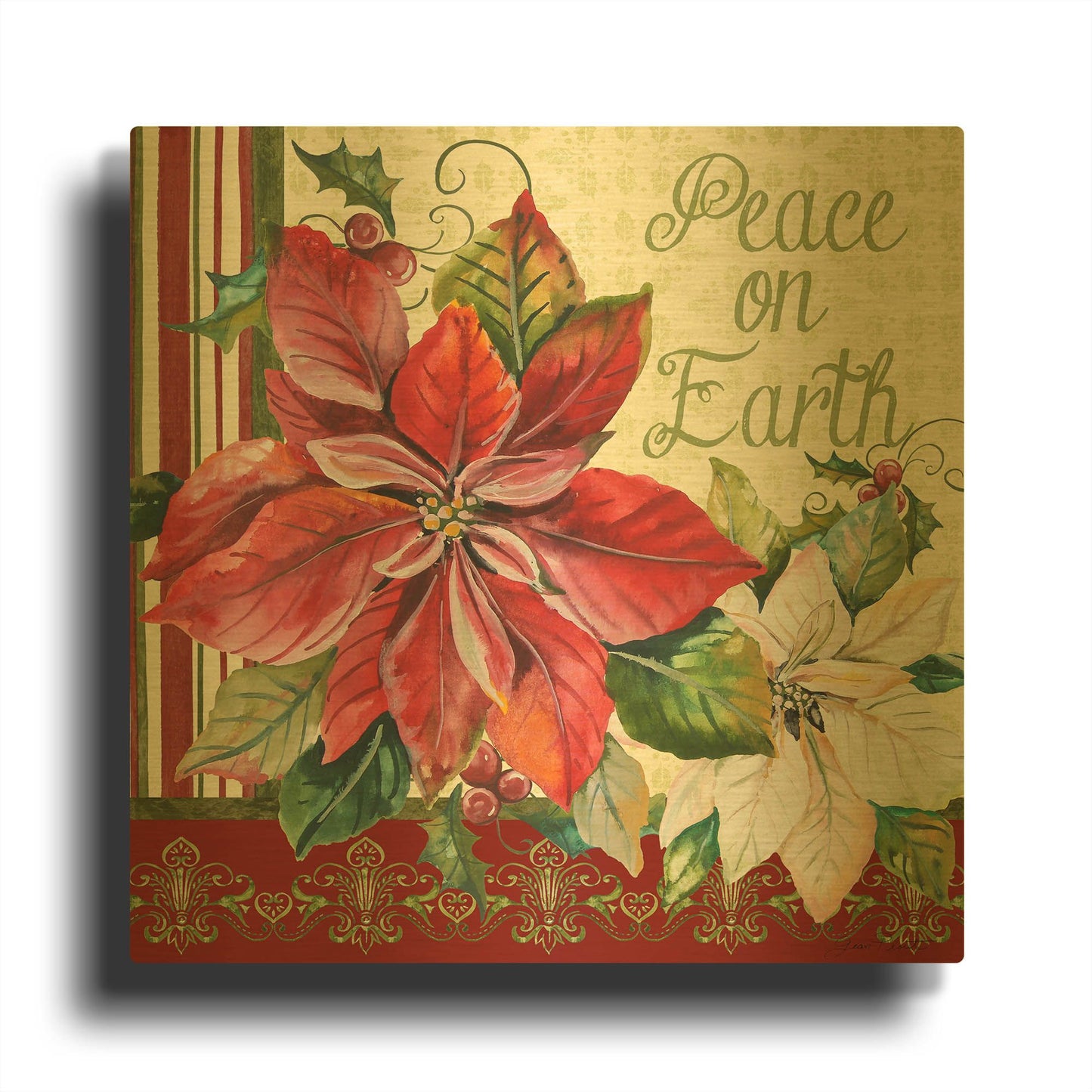 'Peace On Earth 2' By Jean Plout Gold Metal Wall Art