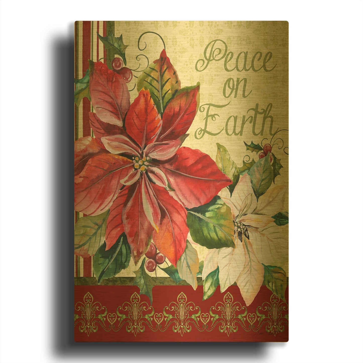 'Peace On Earth 1' By Jean Plout Gold Metal Wall Art