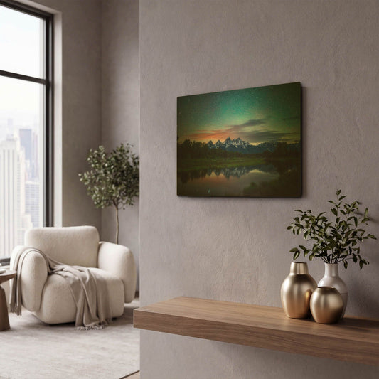 'Schwabacher Nights copy' By Darren White Gold Metal Wall Art