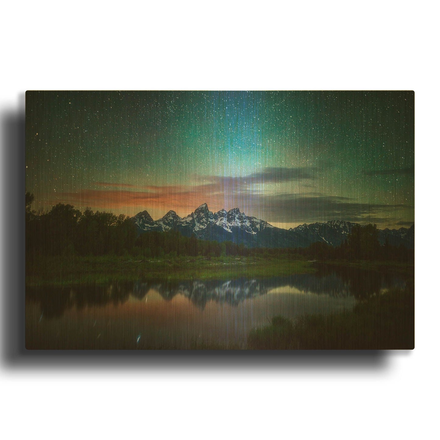 'Schwabacher Nights copy' By Darren White Gold Metal Wall Art