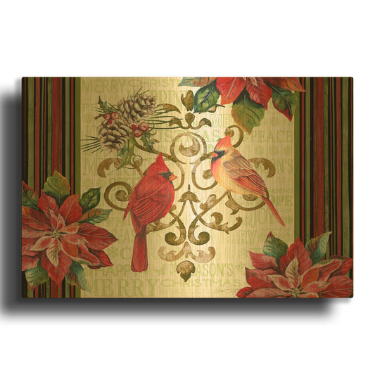 'Holiday Cardinals 5' By Jean Plout Gold Metal Wall Art