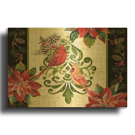 'Holiday Cardinals 4' By Jean Plout Gold Metal Wall Art