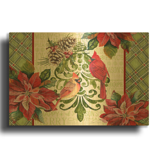 'Holiday Cardinals 3' By Jean Plout Gold Metal Wall Art