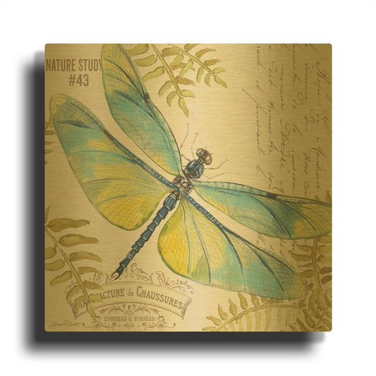 'Botanical Dragonfly 2' By Jean Plout Gold Metal Wall Art