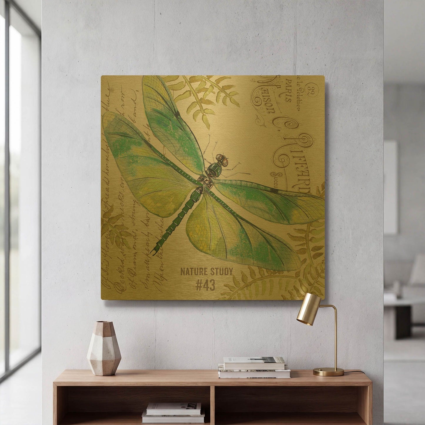 'Botanical Dragonfly 1' By Jean Plout Gold Metal Wall Art