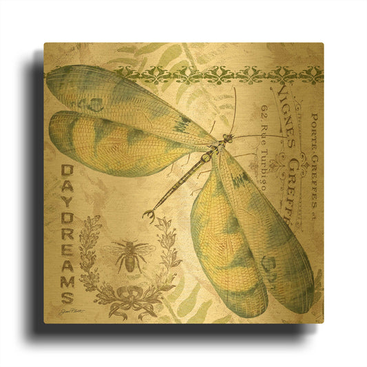 'Dragonfly Daydreams 3' By Jean Plout Gold Metal Wall Art