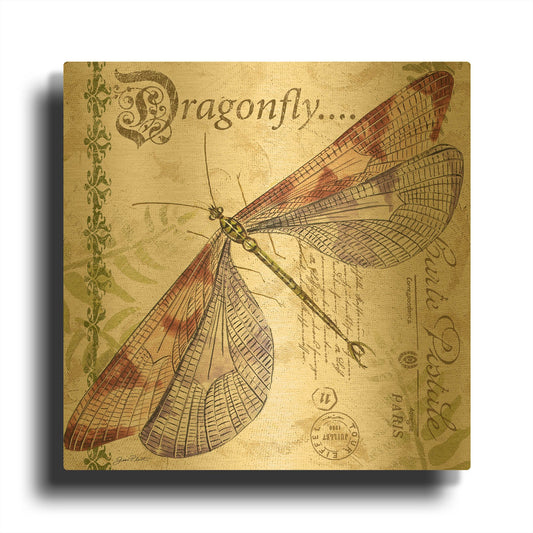 'Dragonfly Daydreams 2' By Jean Plout Gold Metal Wall Art