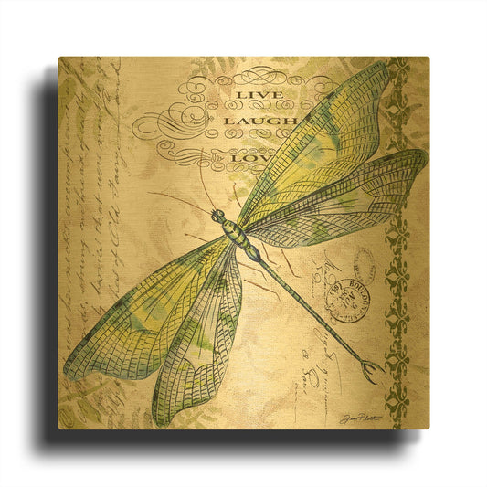 'Dragonfly Daydreams 1' By Jean Plout Gold Metal Wall Art