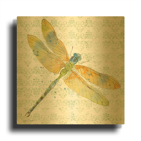 'Dragonfly Bliss 4' By Jean Plout Gold Metal Wall Art