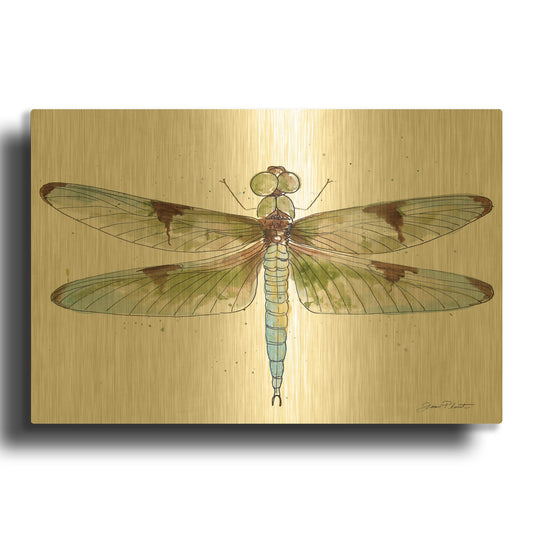 'Dragonfly Bliss 3' By Jean Plout Gold Metal Wall Art