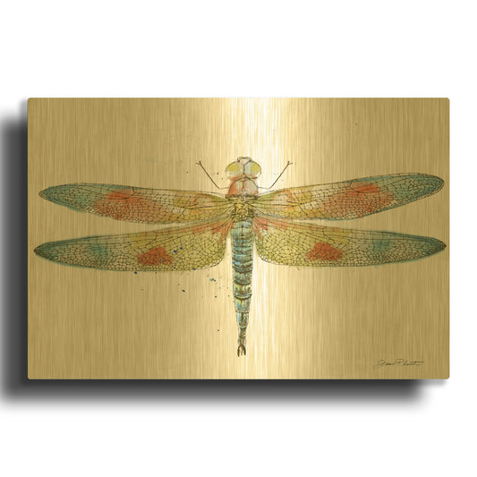 'Dragonfly Bliss 2' By Jean Plout Gold Metal Wall Art