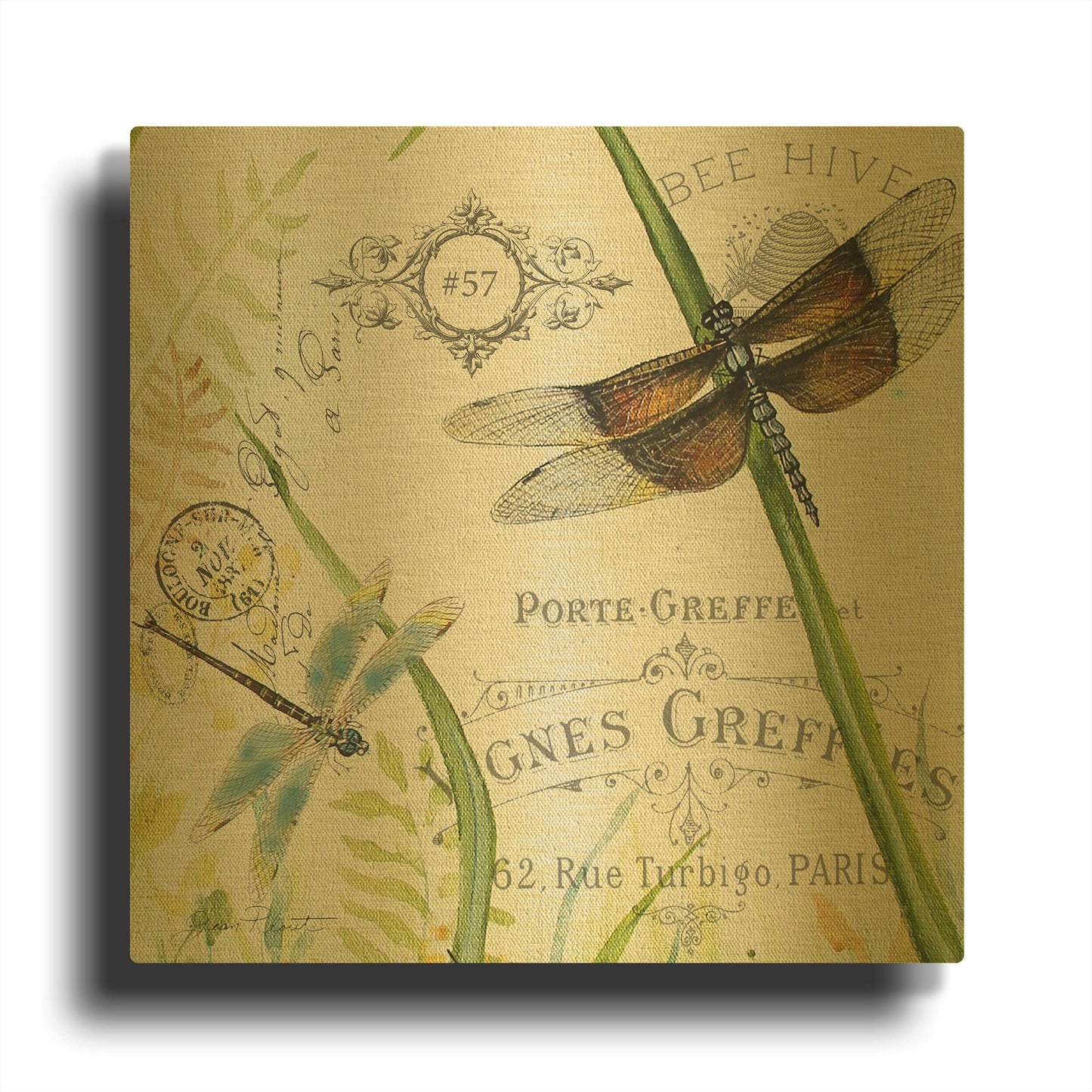 'Botanical Beauties 1' By Jean Plout Gold Metal Wall Art