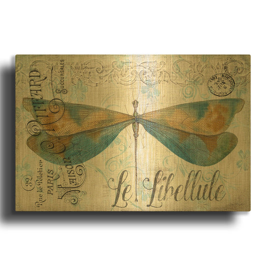 'Lovely Dragonfly' By Jean Plout Gold Metal Wall Art