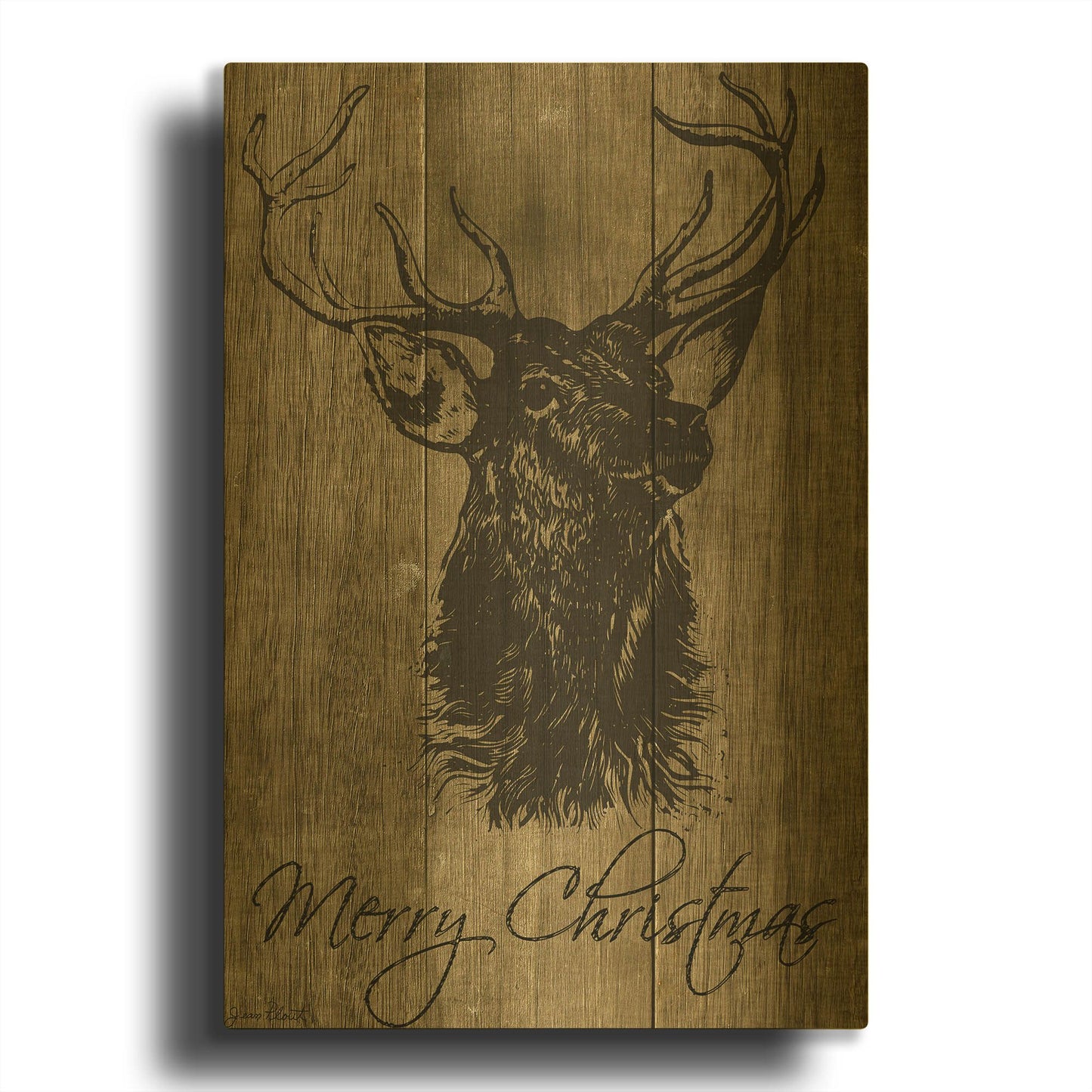 'Merry Christmas Love 5' By Jean Plout Gold Metal Wall Art