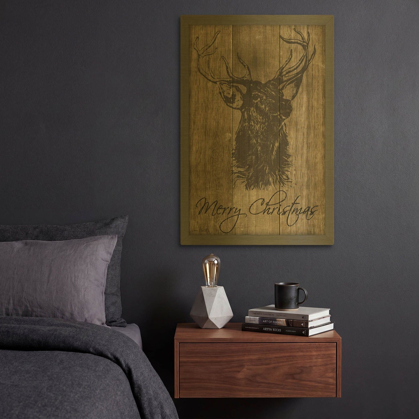 'Merry Christmas Love 4' By Jean Plout Gold Metal Wall Art