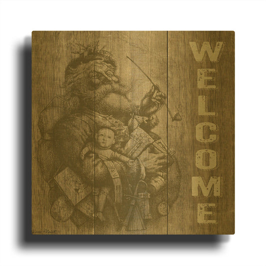 'Welcome Santa 2' By Jean Plout Gold Metal Wall Art