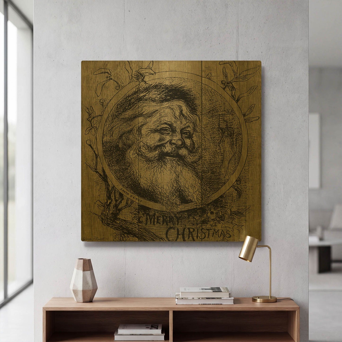 'Welcome Santa 1' By Jean Plout Gold Metal Wall Art