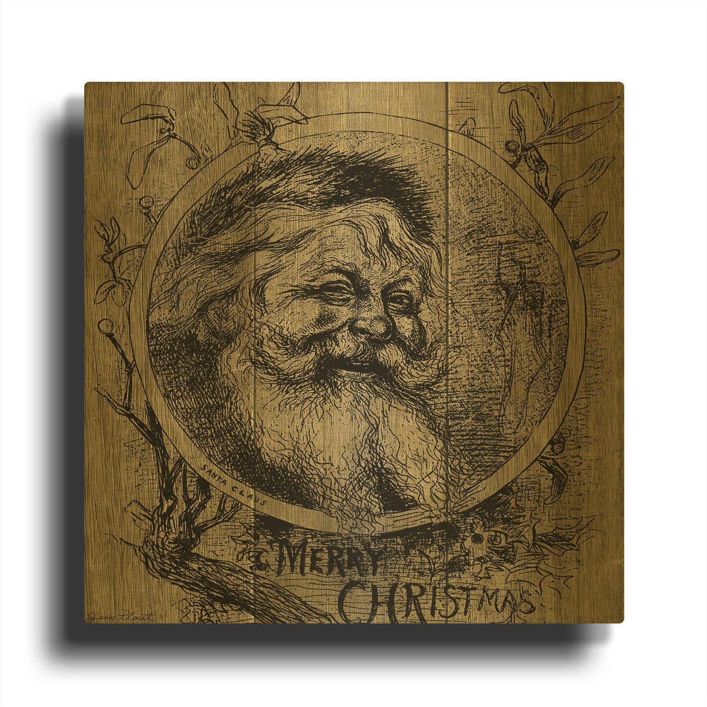 'Welcome Santa 1' By Jean Plout Gold Metal Wall Art