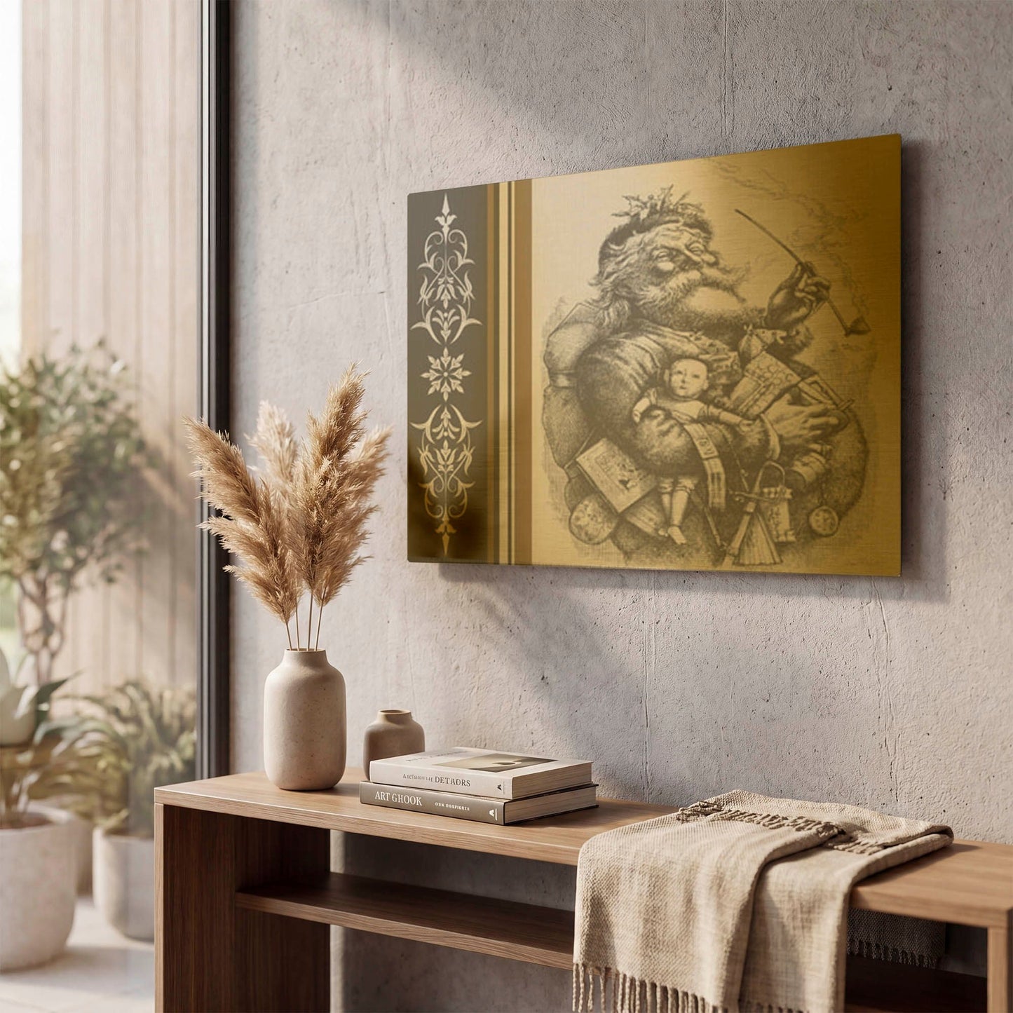 'Winter Lodge' By Jean Plout Gold Metal Wall Art