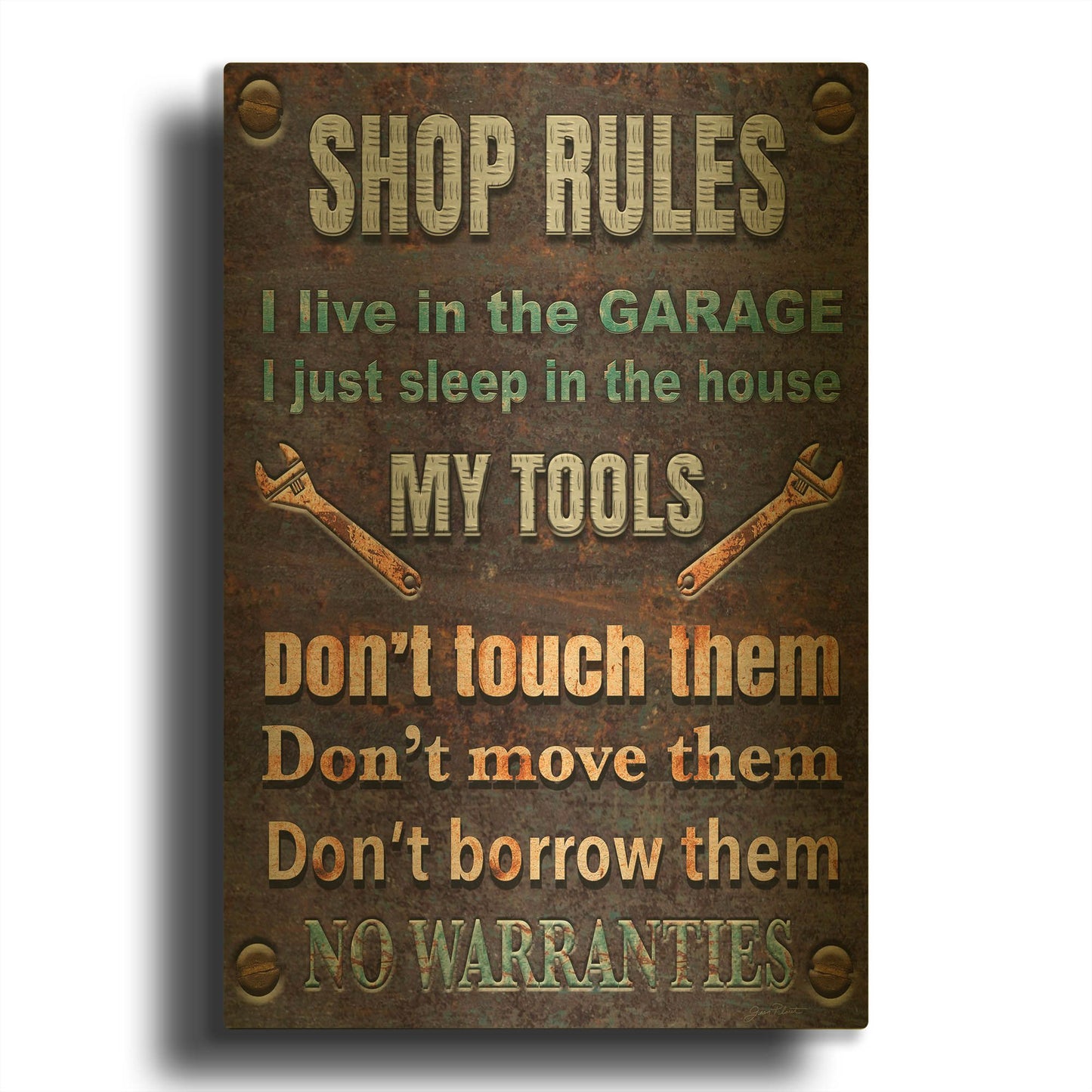 'Garage Special' By Jean Plout Gold Metal Wall Art