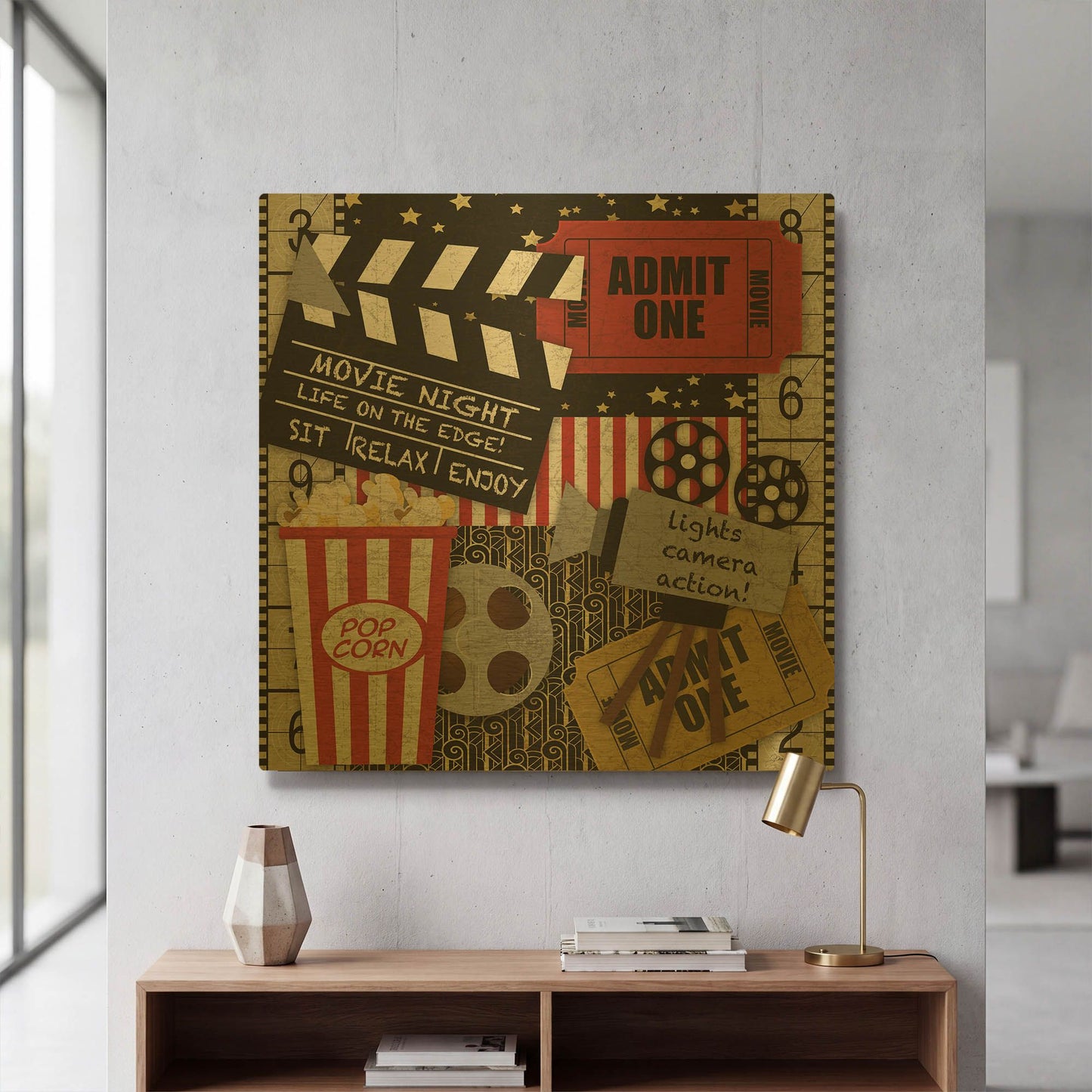 'Home Movie 2' By Jean Plout Gold Metal Wall Art