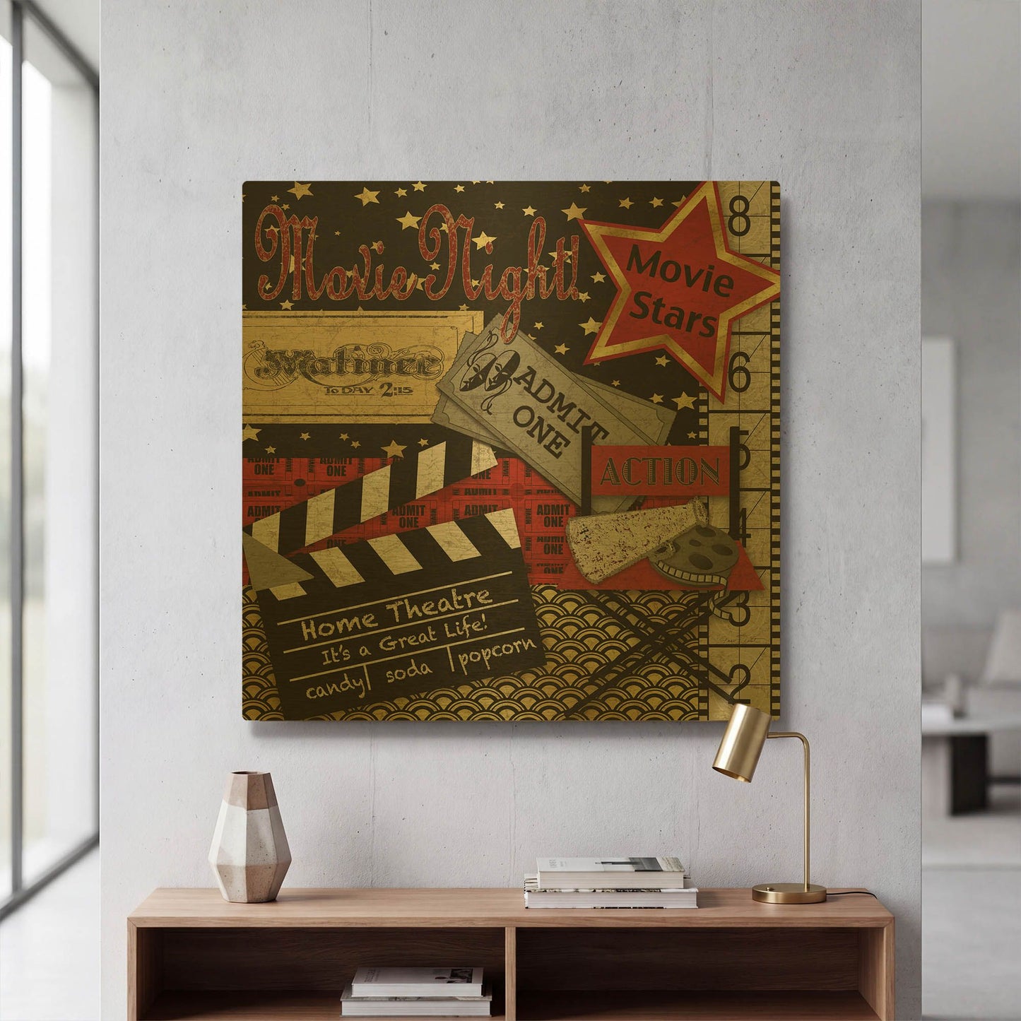 'Home Movie 1' By Jean Plout Gold Metal Wall Art