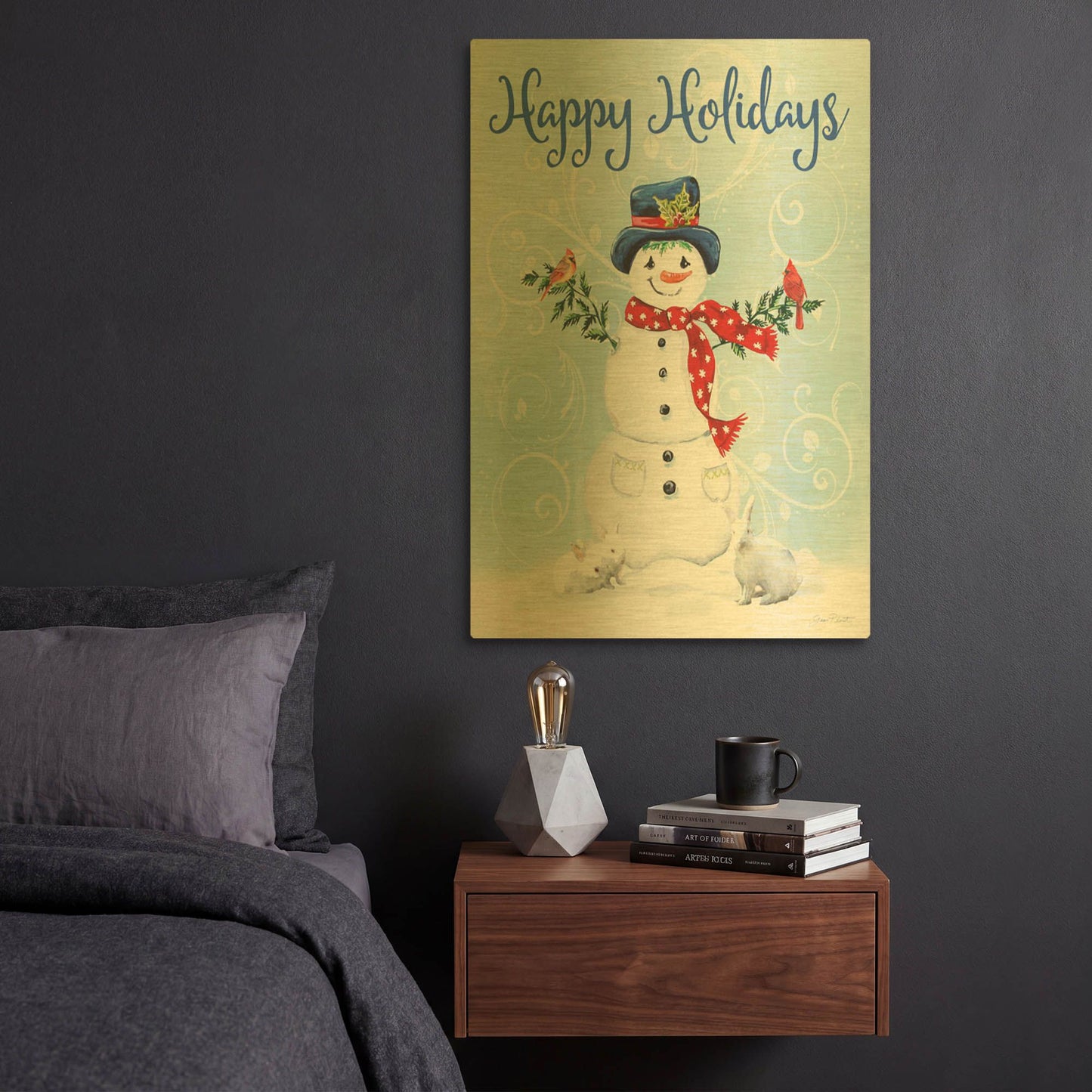 'Happy Holidays' By Jean Plout Gold Metal Wall Art