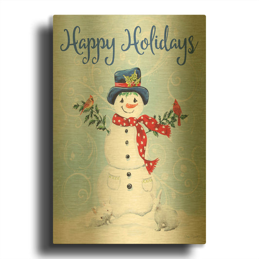 'Happy Holidays' By Jean Plout Gold Metal Wall Art