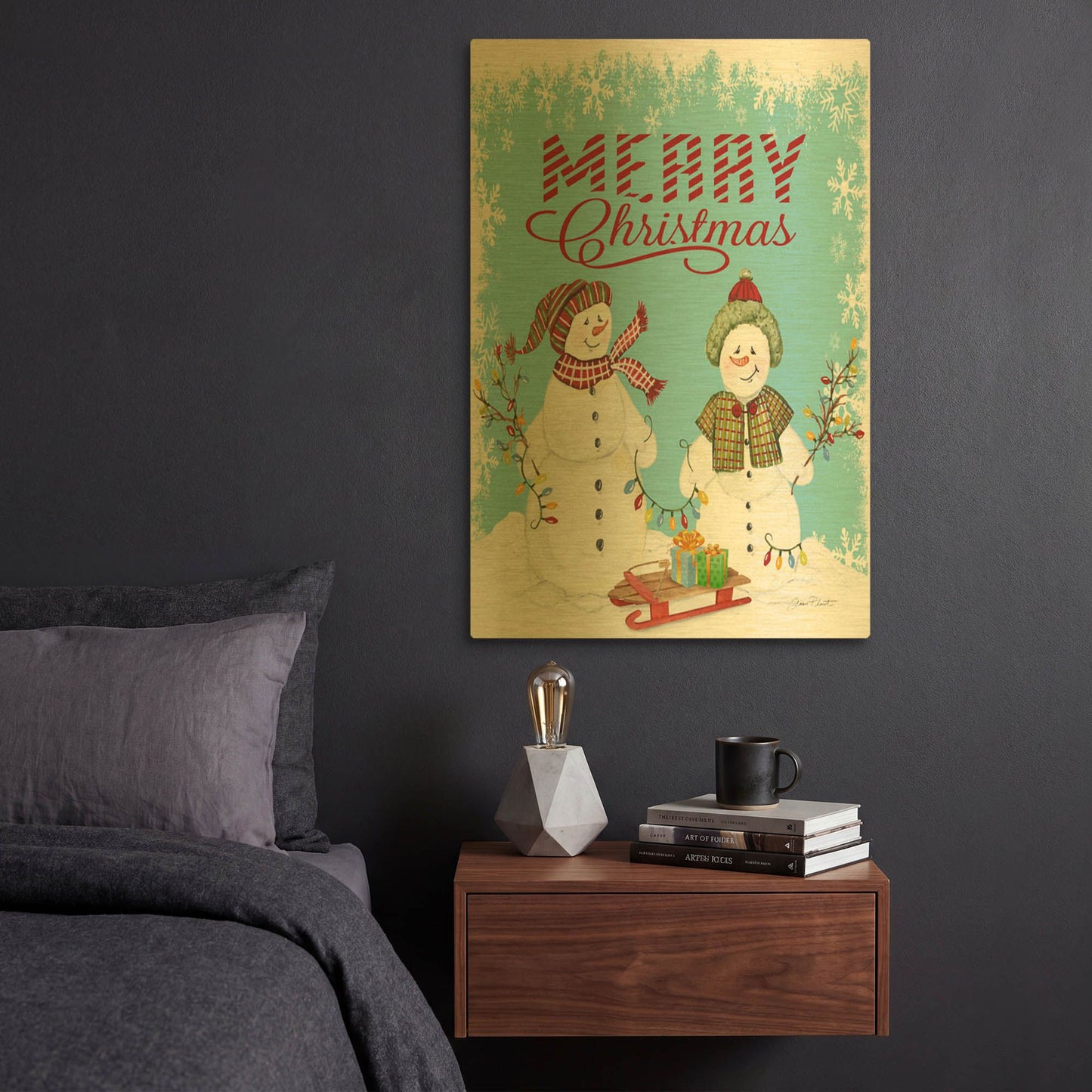 'Merry Christmas Love 3' By Jean Plout Gold Metal Wall Art