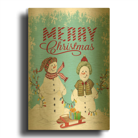 'Merry Christmas Love 3' By Jean Plout Gold Metal Wall Art