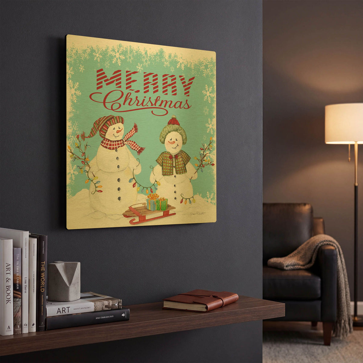 'Merry Christmas Love 2' By Jean Plout Gold Metal Wall Art