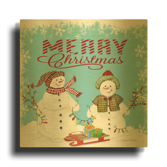'Merry Christmas Love 2' By Jean Plout Gold Metal Wall Art