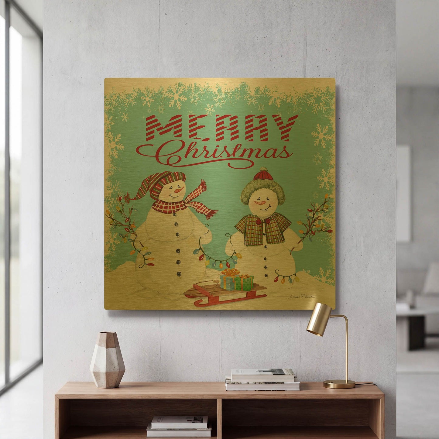 'Merry Christmas Love 2' By Jean Plout Gold Metal Wall Art