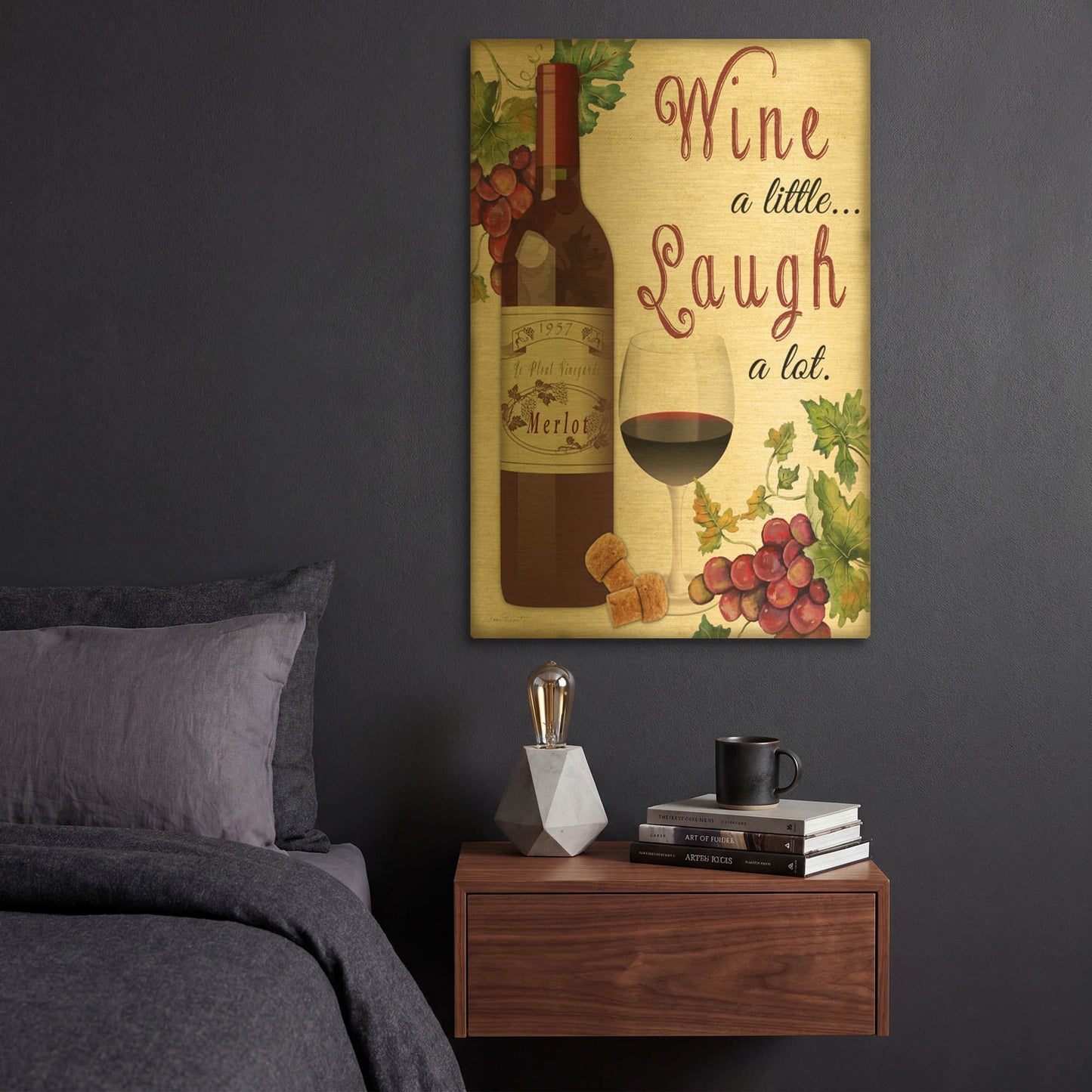 'Wine 3' By Jean Plout Gold Metal Wall Art